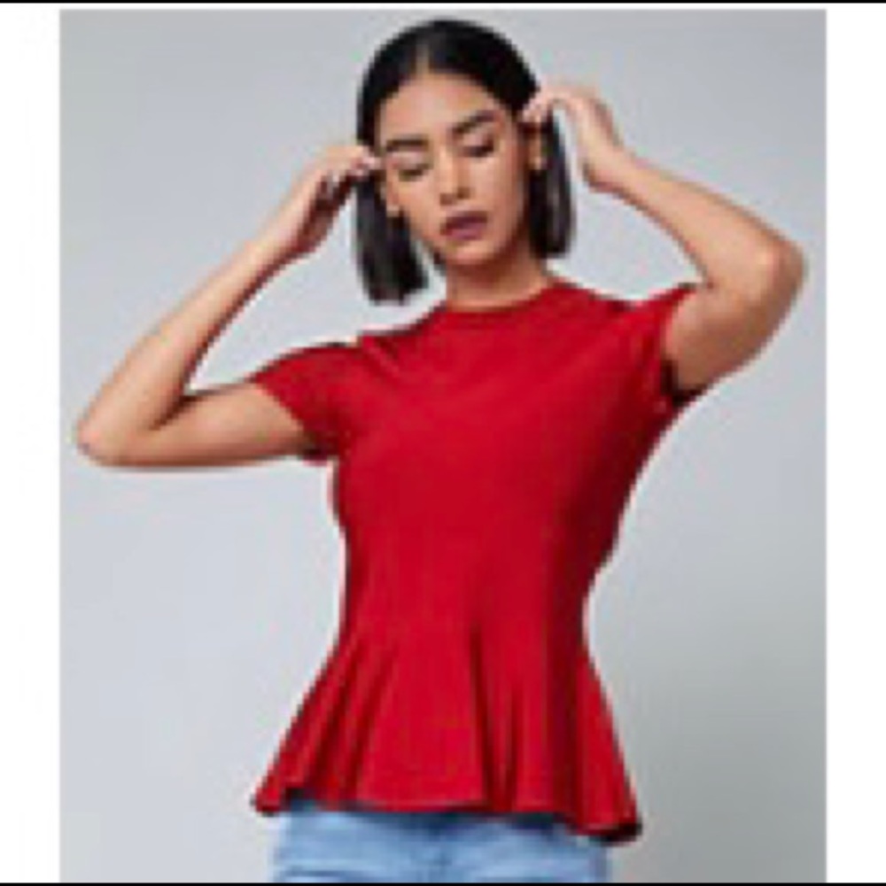 Bebe XS bodycon Cold Shoulder Peplum top